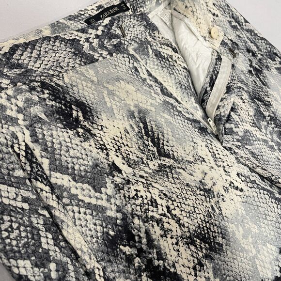 ~ ZARA Basic MED Snakeskin Pattern High Rise White Grey Black Cream Lightweight - Picture 12 of 13